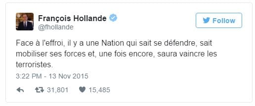 Hollande tweet on Paris attacks