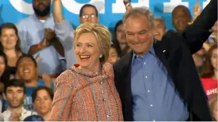 Hillary Clinton with Sen. Kaine